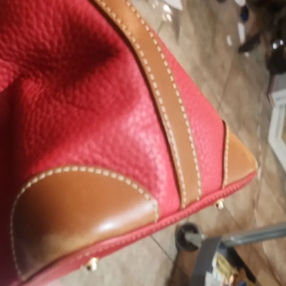 DOONEY and BOURKE Red and Tan Leather Handbag
